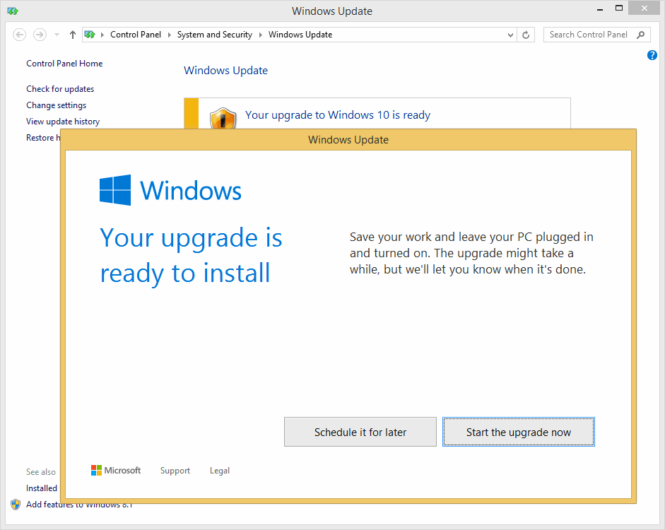 Windows 10 Start The Upgrade